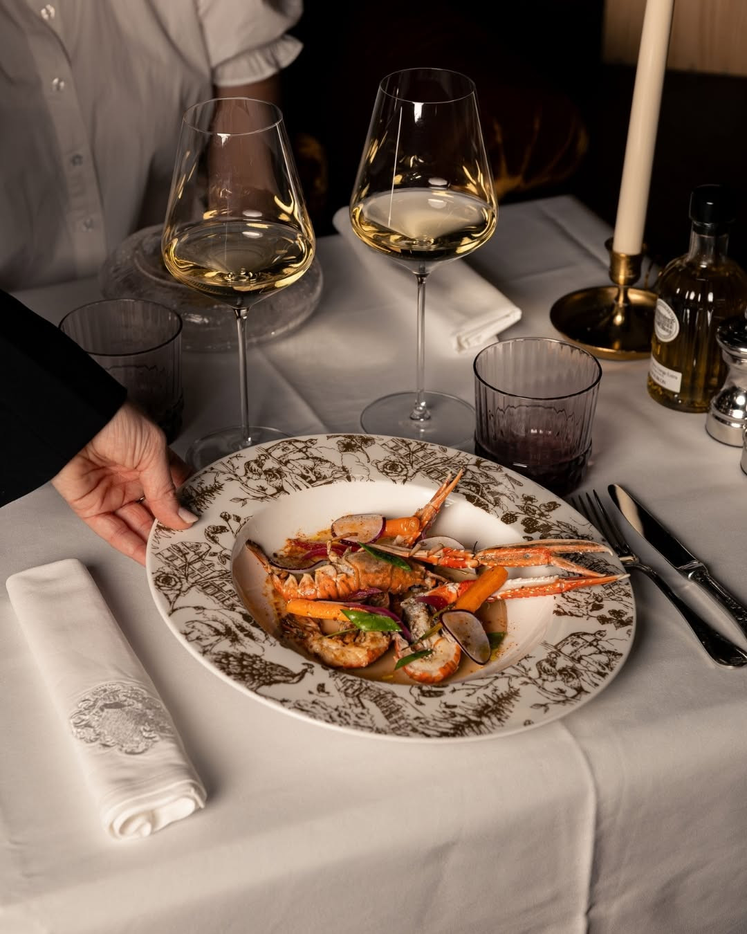 Plato de marisco del Restaurante Félicie en el hotel boutique Maison Maubreuil